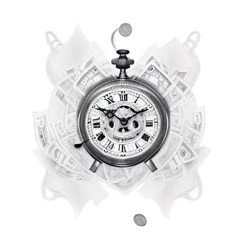 A Clock With Money Falling Out Of It