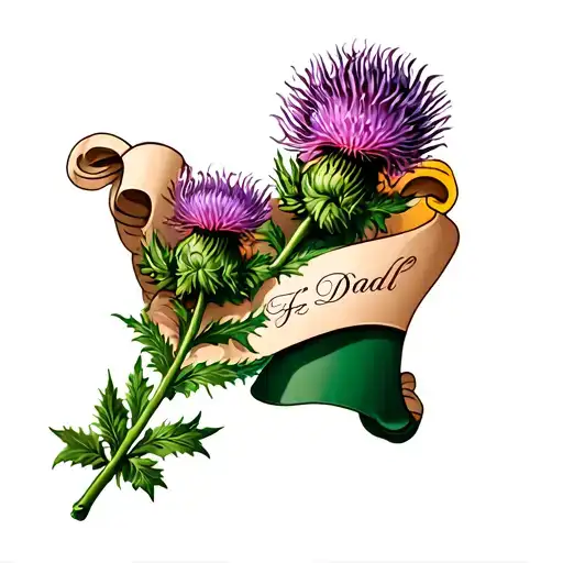 Scottish Thistle And Flag With Memorial Scroll For Dad