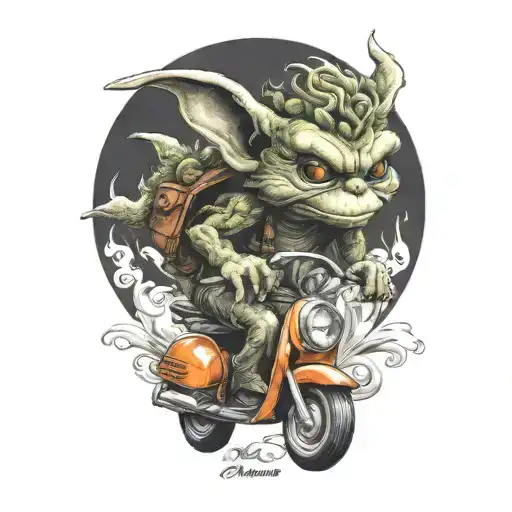 Gremlin Riding A Scooter Curly Hair Gappt