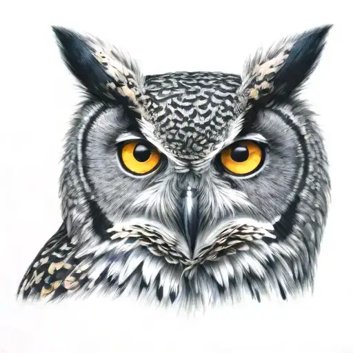 Owl Looking Toward With Blue Eyes Looking Angry