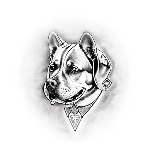 A Realistic Portrait Of A Dog With A Les Paul Guitar Collar