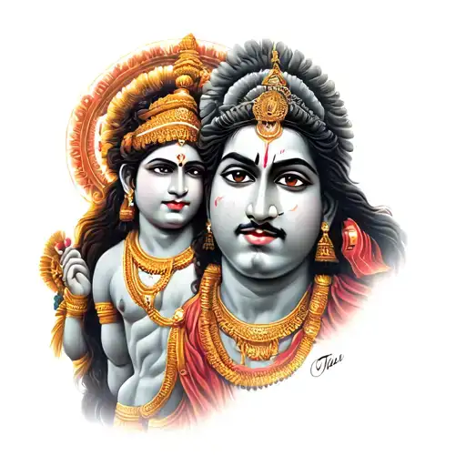 Indian God Murugan Vel And Hanuman Gada