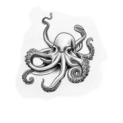 Design A Water-themed Tattoo Incorporating An Octopus Grabbing An Anchor