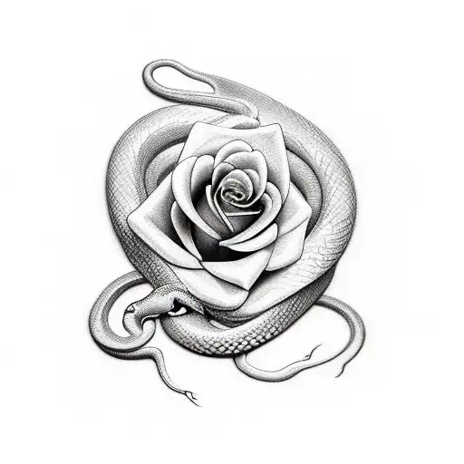 Snake Tangeled Around Roses