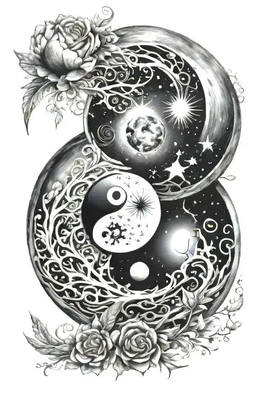 Yinyang Inside Sun Moon Stars