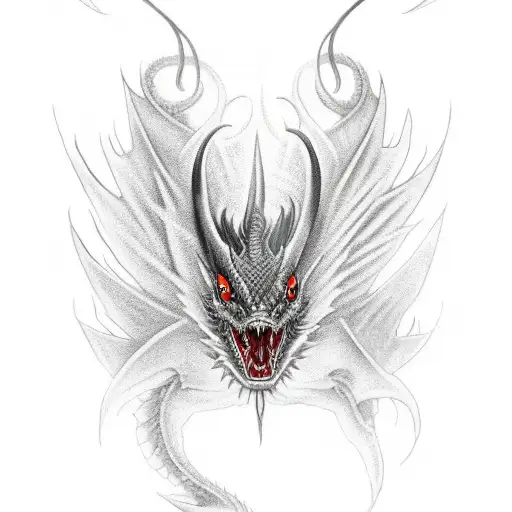 Realistic Black Dragon With Wings With Red Eyes On Calf