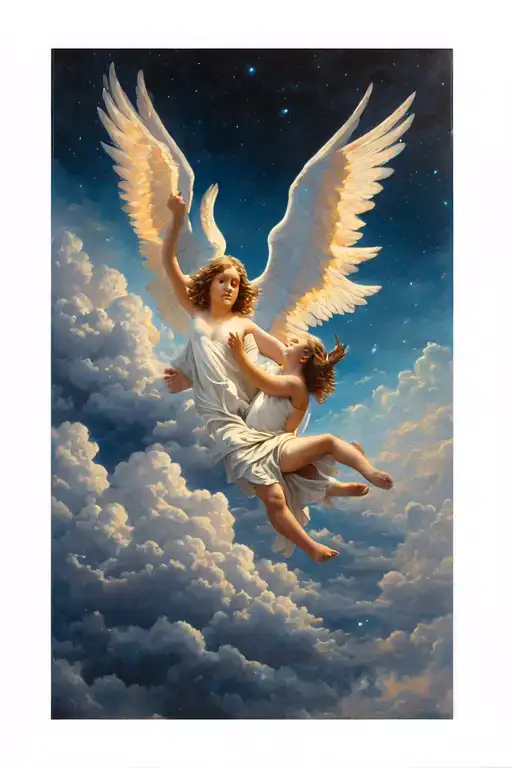 Angels Flying Into Heaven With Clouds