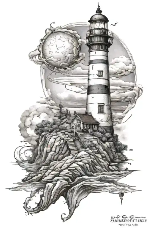 Lighthouse Near Ocean Dark And Myst