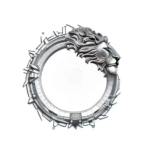 3D Lion Inside The Circle