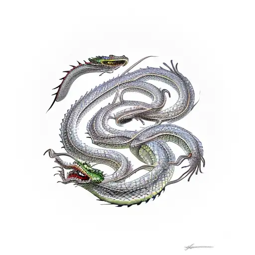 Dragon And Hydra Snake In The Sleve