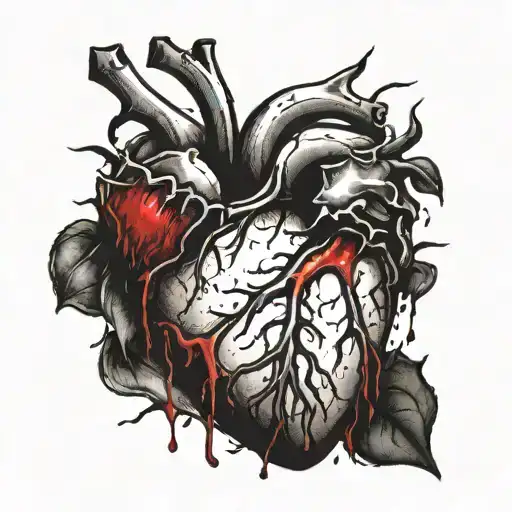 Broken Heart And Blood Dripping