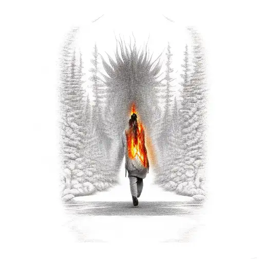 Person Walking Through Fire And Water