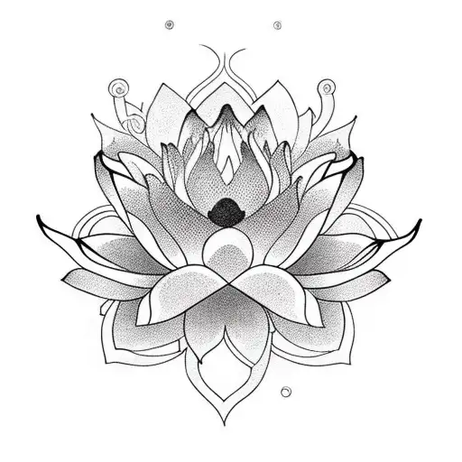 Lotus Flower Blooming Amidst Snake Coils Symbolizing Spiritual Enlightenment