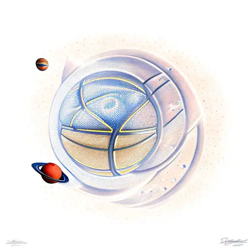 Space With Basketball Comet And Basketball Hoop