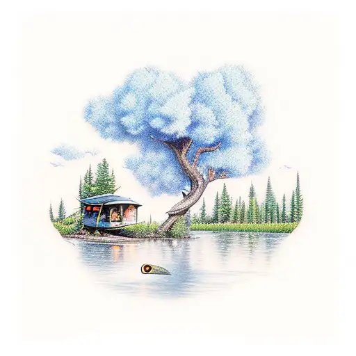 River Fishing Camping Forest