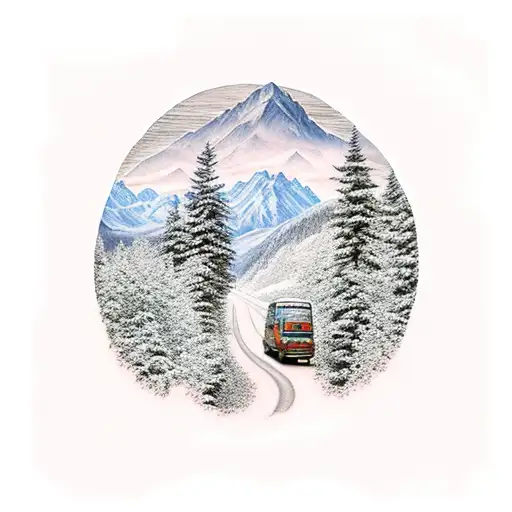 Mountain Scene With Road