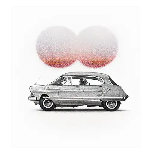 Two Cars From Behind Heading In A Sunset In A Straight Road