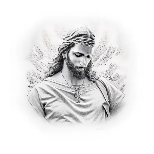 Mar Com Raios E Jesus Andando