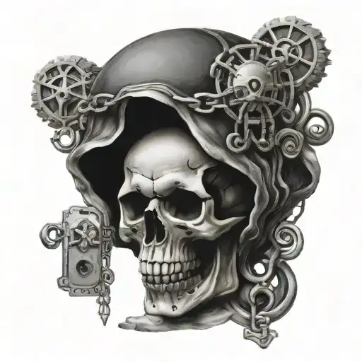 Law Of Attraction Skull With Lock In Forehead And Key