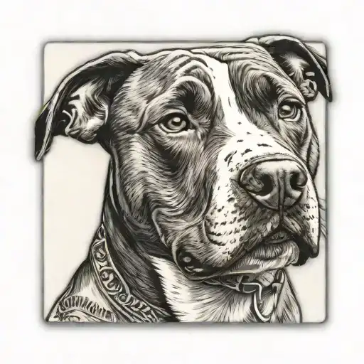Pitbull Dog Inside A Q Card