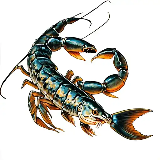 Scorpion And Fish One Next To The Other