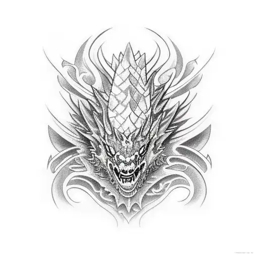 Big Dragon Scales On Left Shoulder As An Armor