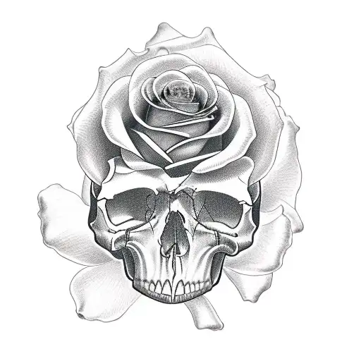 Rose And Motorcycle And Skull