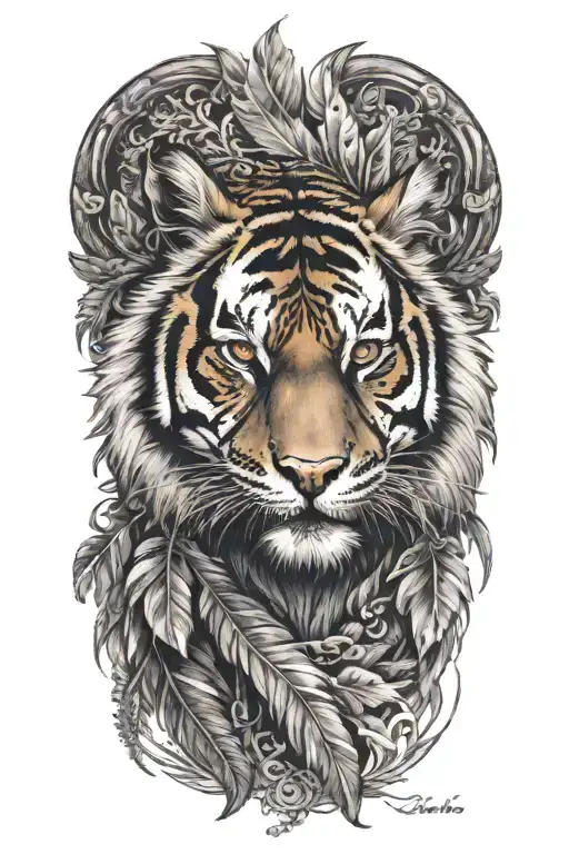 Tiger With Feathers Dangling