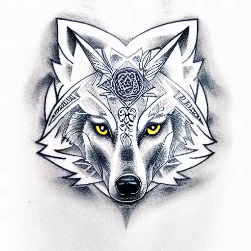 A Wolf With Old Slavonic Symbols