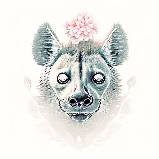 Hyena Made Out Of Simple Flowers For Half Sleevee Cute Girly Fine Line