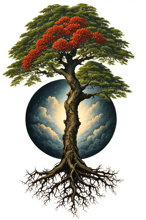 Gaelic Rowan Tree With Roots Extending