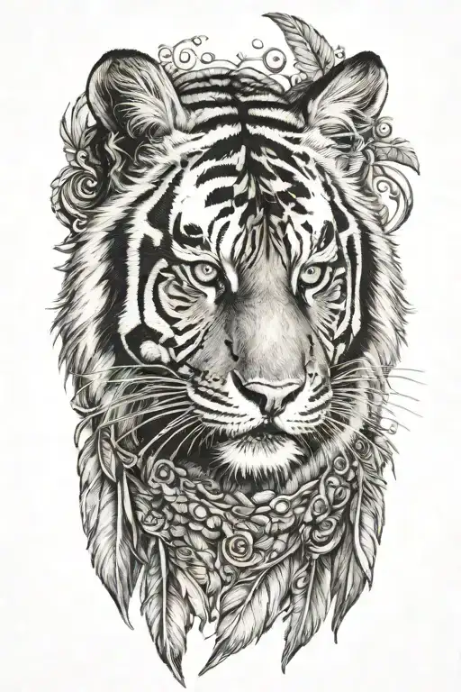 Tiger With Feathers Dangling