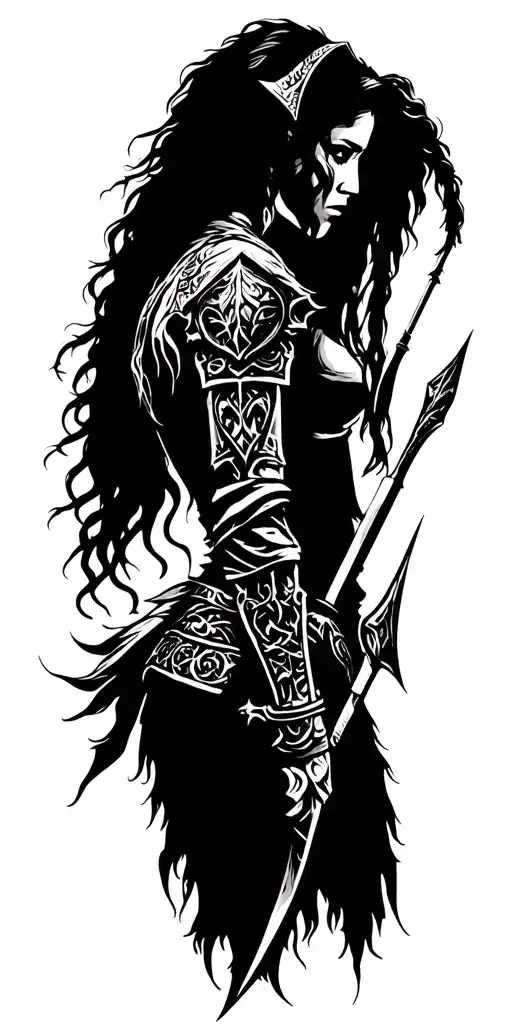 Norse Warrior Woman Hunter Silhouette Sensual