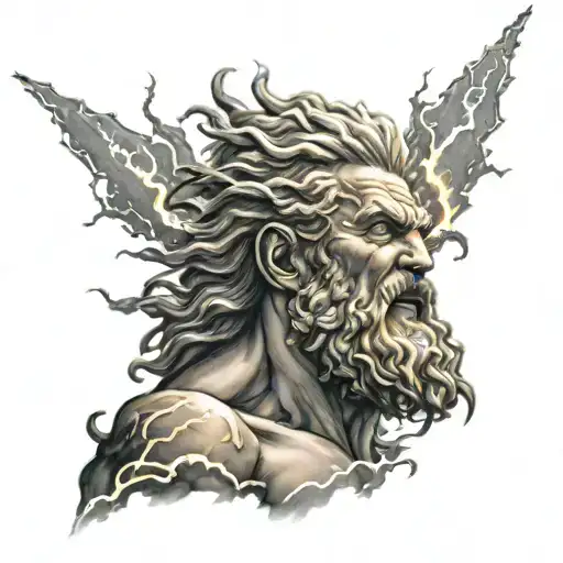 Zeus Exploding With Lightning Bolt Symbol