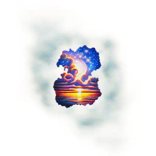 Clouds During Sunset With Stars