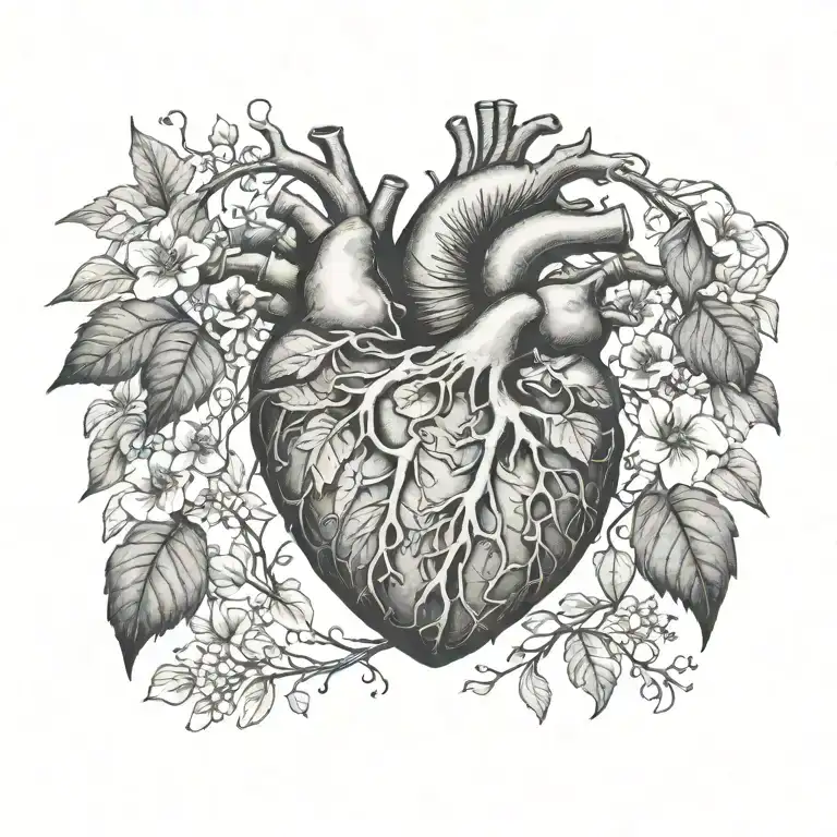 Realistic Heart Surrounded By Poisonous Plants Intertwined