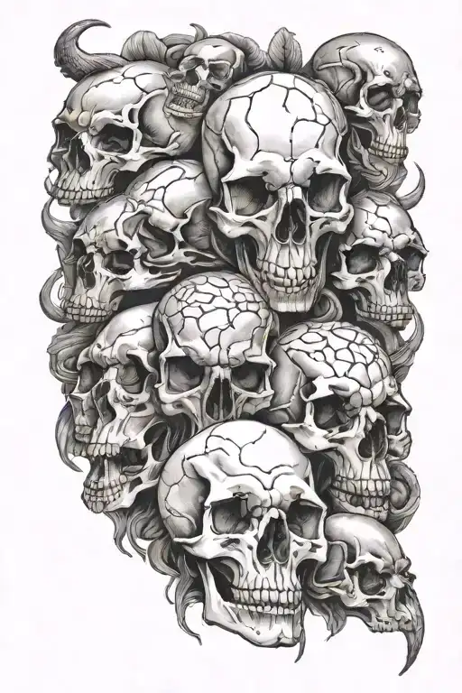 A Collection Of Animal Skulls In Black And White