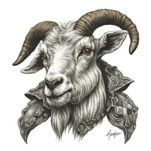 A Realistic Portrait Of A Goat With A Rock And Roll Twist