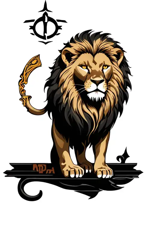 Lion Tattoo With Zodic Sign Lion