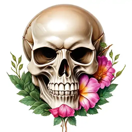 Earthy Grounded Skull Vines Snail Socket With Flower