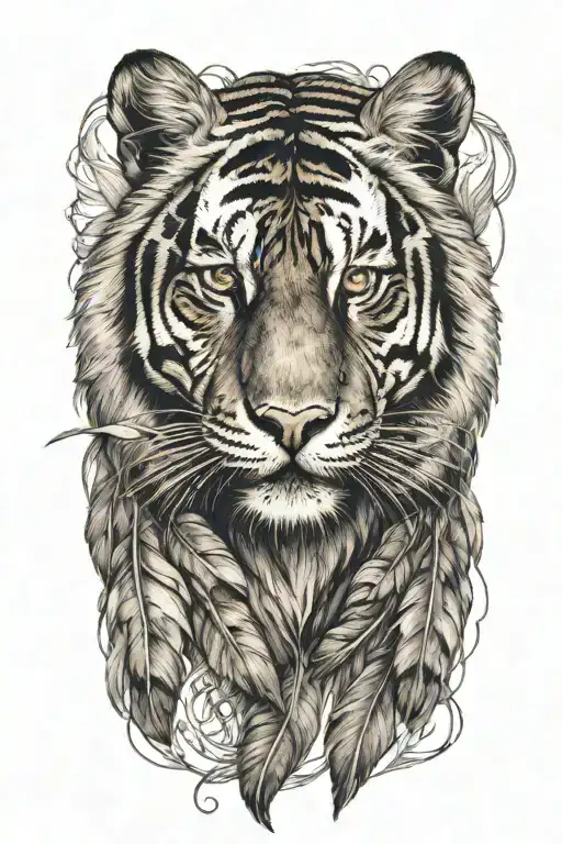 Tiger With Feathers Dangling