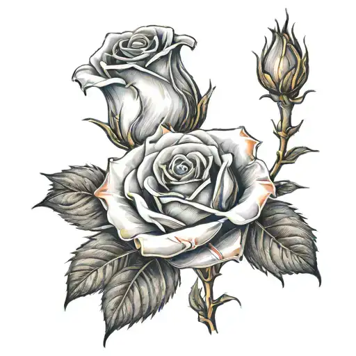 A Realistic Depiction Of A Rose With Flames Licking Its Petals