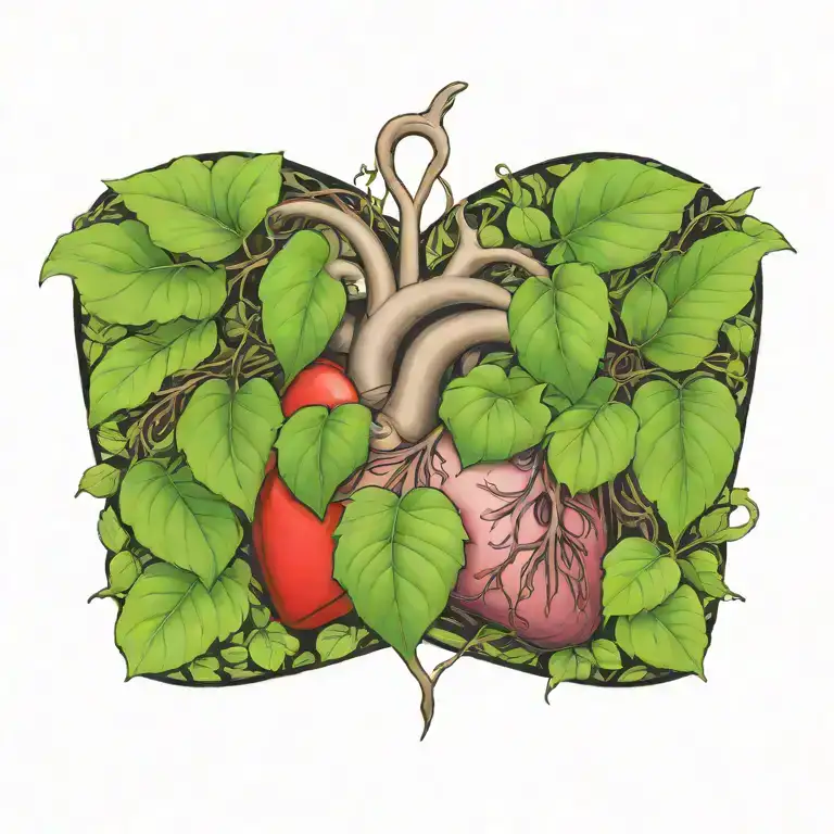 Realistic Heart Surrounded By Poisonous Plants Intertwined