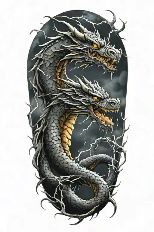 Dragon Wrapped Around A Lightning Storm