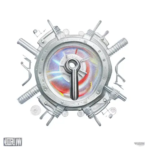 A Realistic Depiction Of A Mechanic's Wrench Surrounded By Vibrant Nature Elements