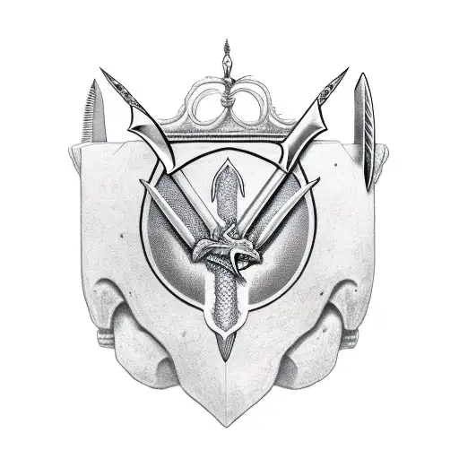 Facing Down Sword With Three Crowns On The Blade With A Bushmaster Snake Wrapped Around It