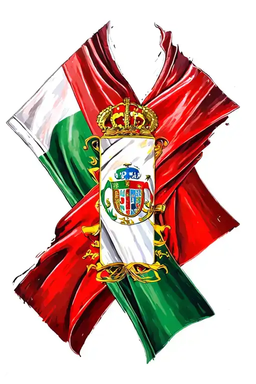 Polish Flag And Italian Flag Crisscross