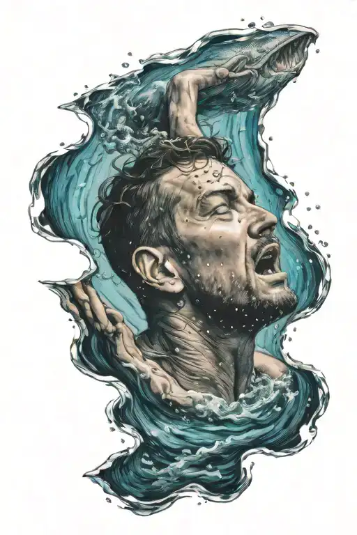 Man Drowning In Ocean
