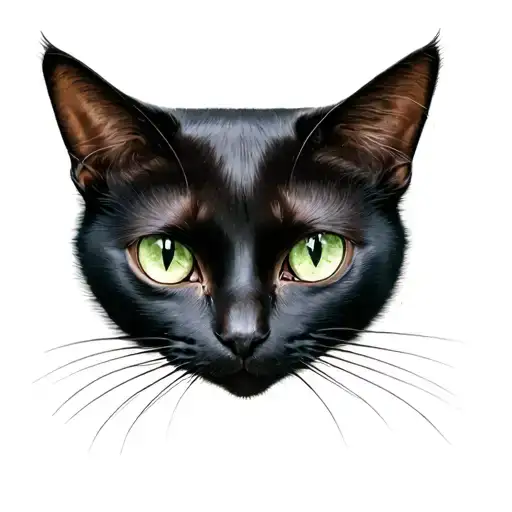 Black Cat Green Eyes Looking