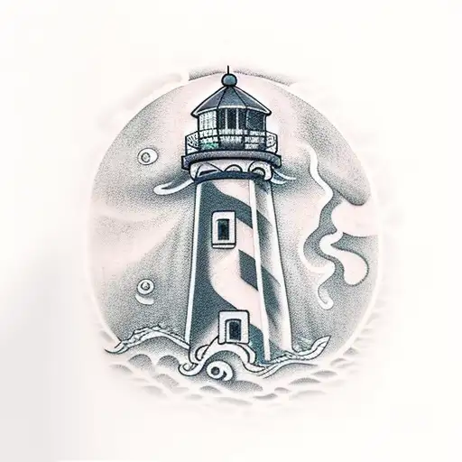 Lighthouse With Swirling Water
